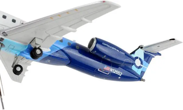 Alt view image 3 of 3 - Embraer ERJ-145 Commercial Aircraft "Contour Airlines" White and Blue "Gemini 200" 1/200 Diecast Model Airplane by GeminiJets