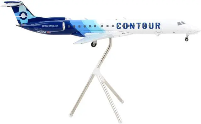 Alt view image 2 of 3 - Embraer ERJ-145 Commercial Aircraft "Contour Airlines" White and Blue "Gemini 200" 1/200 Diecast Model Airplane by GeminiJets