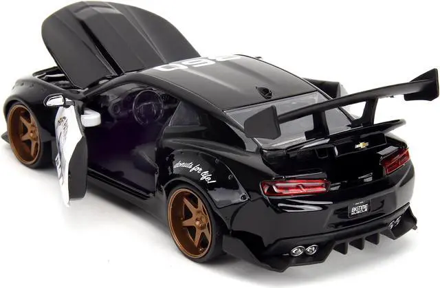Alt view image 5 of 11 - 2016 Chevrolet Camaro Widebody Black and White "Drift Patrol" "Wide Body" Series 1/24 Diecast Model Car by Jada