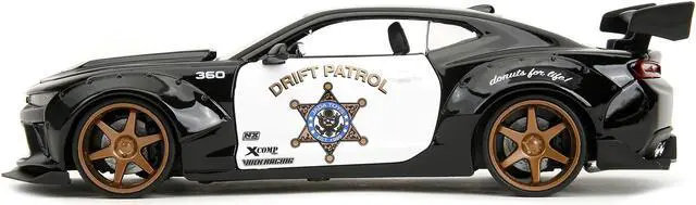 Alt view image 4 of 11 - 2016 Chevrolet Camaro Widebody Black and White "Drift Patrol" "Wide Body" Series 1/24 Diecast Model Car by Jada