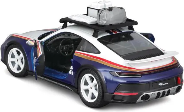 Alt view image 3 of 5 - Porsche 911 Dakar #953 "Roughroads Porsche" Blue & White w/Stripes & Roof Rack "Race" Series 1/24 Die Cast Model Car by Bburago