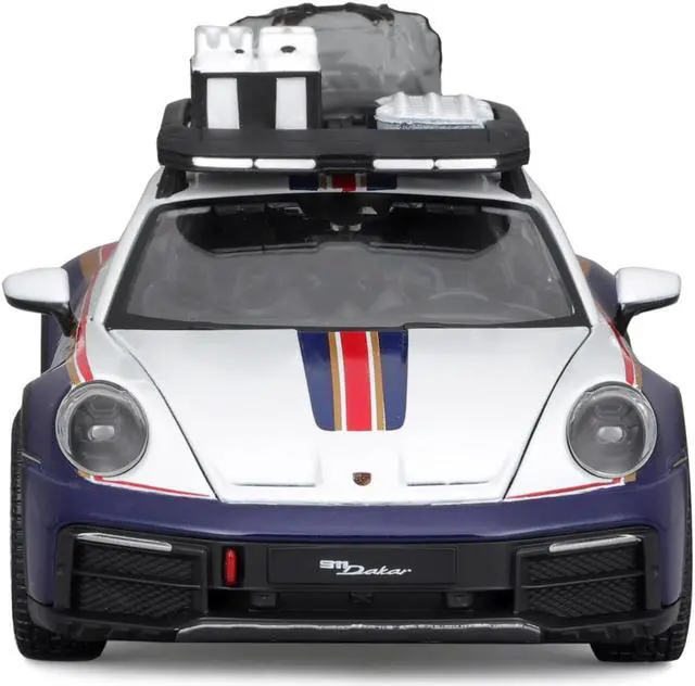 Alt view image 4 of 5 - Porsche 911 Dakar #953 "Roughroads Porsche" Blue & White w/Stripes & Roof Rack "Race" Series 1/24 Die Cast Model Car by Bburago