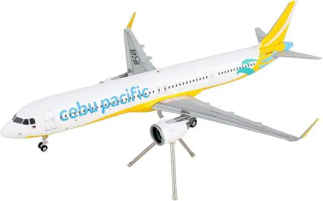 Alt view image 2 of 3 - Airbus A321neo Commercial Aircraft "Cebu Pacific" White and Yellow "Gemini 200" 1/200 Diecast Model Airplane by GeminiJets