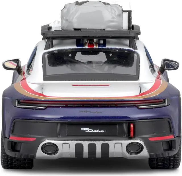 Alt view image 5 of 5 - Porsche 911 Dakar #953 "Roughroads Porsche" Blue & White w/Stripes & Roof Rack "Race" Series 1/24 Die Cast Model Car by Bburago