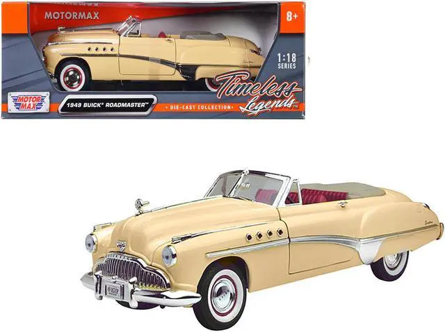 Main image of 1949 Buick Roadmaster Cream with Red Interior 1/18 Diecast Model Car by Motormax