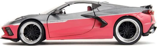 Alt view image 4 of 11 - 2020 Chevrolet Corvette Gray Metallic and Pink "Pink Slips" Series 1/24 Diecast Model Car by Jada