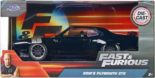 Alt view image 3 of 4 - Dom's Plymouth GTX Black with Silver Stripes Fast & Furious F8 "The Fate of the Furious" Movie 1/32 Diecast Model Car by Jada