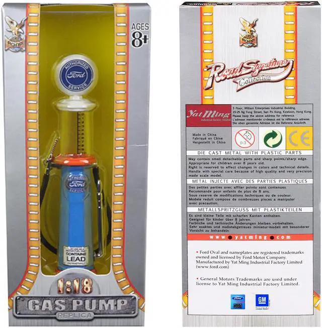 Alt view image 3 of 3 - Ford Gasoline Vintage Gas Pump Cylinder 1/18 Diecast Replica by Road Signature