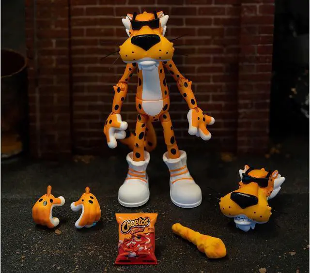 Alt view image 5 of 9 - Chester Cheetah 5.5" Figure with Accessories and Alternate Head and Hands "Cheetos Crunchy" model by Jada