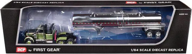 Main image of Western Star 4900 with 36" Vintage Sleeper & Brenner Chemical Trailer Olive and Dark Green 1/64 Die Cast Model by DCP/First Gear