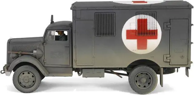 Alt view image 2 of 6 - Opel-Blitz Kfz.305 Ambulance Gray (Weathered) "German Army" "Armoured Fighting Vehicle" 1/32 Diecast Model by Forces of Valor