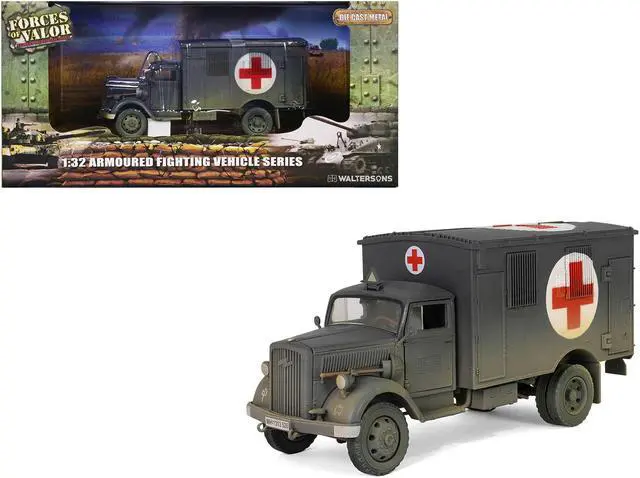 Main image of Opel-Blitz Kfz.305 Ambulance Gray (Weathered) "German Army" "Armoured Fighting Vehicle" 1/32 Diecast Model by Forces of Valor