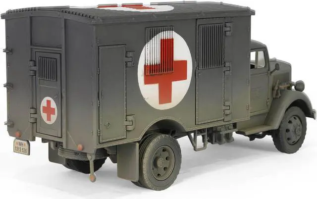 Alt view image 3 of 6 - Opel-Blitz Kfz.305 Ambulance Gray (Weathered) "German Army" "Armoured Fighting Vehicle" 1/32 Diecast Model by Forces of Valor