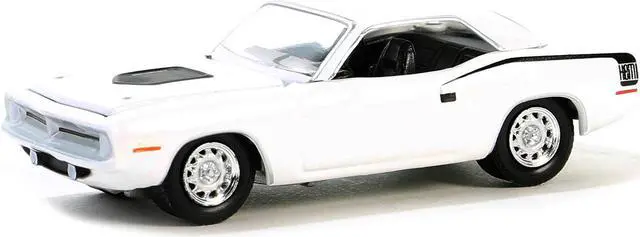 Alt view image 2 of 3 - 1970 Plymouth Hemi Barracuda Alpine White with Black Stripes "GreenLight Muscle" Series 28 1/64 Die Cast Model Car by Greenlight
