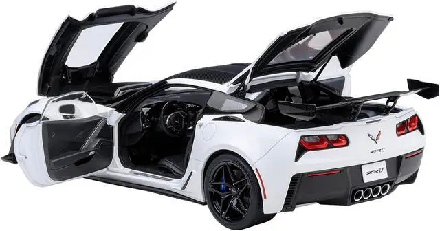 Alt view image 2 of 6 - 2019 Chevrolet Corvette C7 ZR1 Arctic White with Carbon Top 1/18 Model Car by Autoart