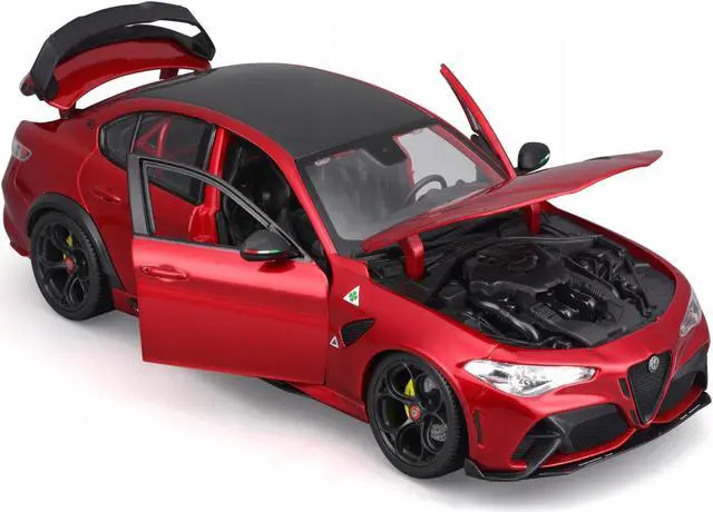 Alt view image 2 of 6 - Alfa Romeo Giulia GTAm Red Metallic with Carbon Top 1/18 Die Cast Model Car by Bburago