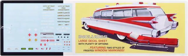 Alt view image 3 of 4 - Skill 2 Model Kit 1959 Cadillac Ambulance with Gurney Accessory 1/25 Scale Model by AMT
