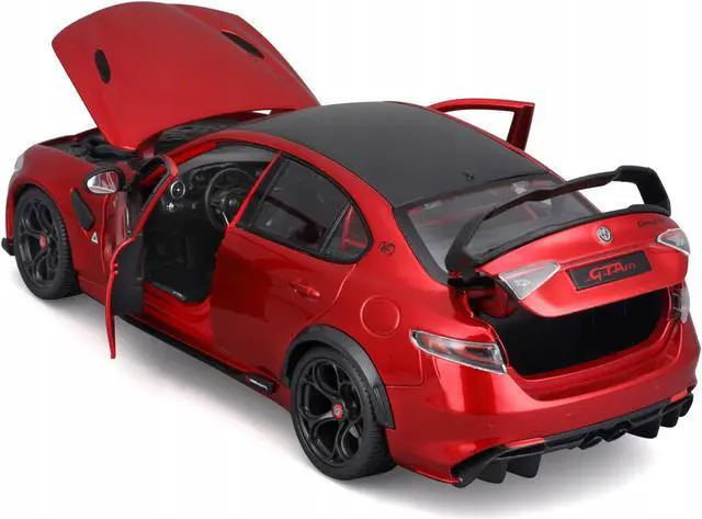 Alt view image 4 of 6 - Alfa Romeo Giulia GTAm Red Metallic with Carbon Top 1/18 Die Cast Model Car by Bburago