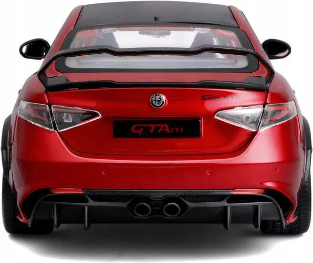 Alt view image 6 of 6 - Alfa Romeo Giulia GTAm Red Metallic with Carbon Top 1/18 Die Cast Model Car by Bburago