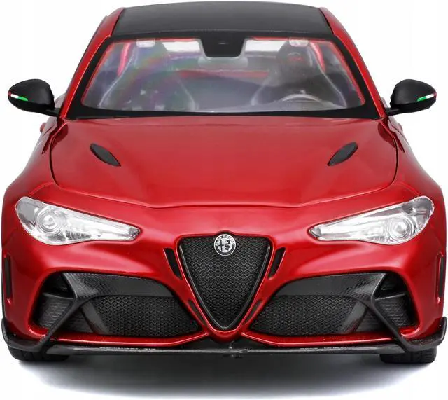 Alt view image 5 of 6 - Alfa Romeo Giulia GTAm Red Metallic with Carbon Top 1/18 Die Cast Model Car by Bburago