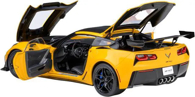 Alt view image 2 of 6 - 2019 Chevrolet Corvette C7 ZR1 Corvette Racing Yellow Tintcoat with Carbon Top 1/18 Model Car by Autoart