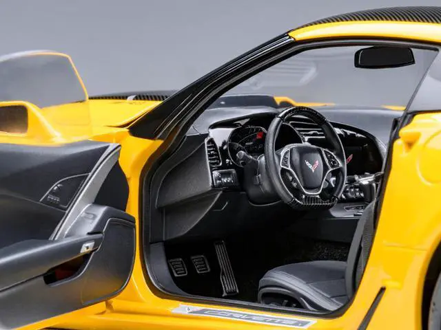 Alt view image 4 of 6 - 2019 Chevrolet Corvette C7 ZR1 Corvette Racing Yellow Tintcoat with Carbon Top 1/18 Model Car by Autoart