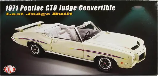 Alt view image 6 of 6 - 1971 Pontiac GTO Judge Convertible White with Graphics and White Interior Ltd Ed to 390 pcs 1/18 Diecast Model Car by ACME