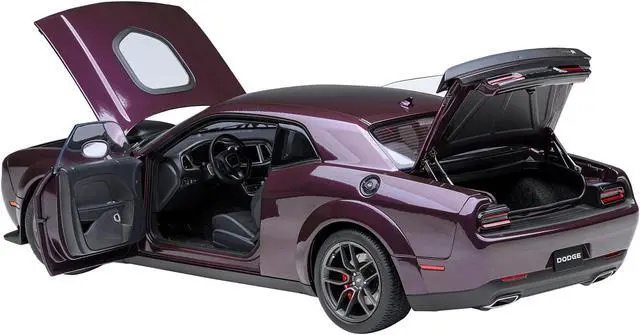 Alt view image 2 of 6 - 2022 Dodge Challenger R/T Scat Pack Widebody Hellraisin Purple Metallic 1/18 Model Car by Autoart