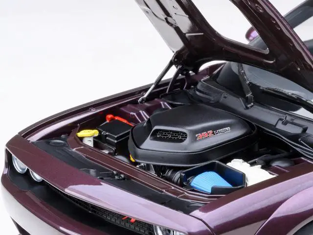 Alt view image 3 of 6 - 2022 Dodge Challenger R/T Scat Pack Widebody Hellraisin Purple Metallic 1/18 Model Car by Autoart