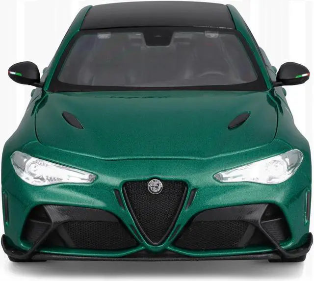 Alt view image 5 of 6 - Alfa Romeo Giulia GTA Green Metallic with Carbon Top 1/18 Die Cast Model Car by Bburago