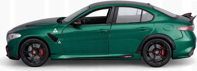 Alt view image 3 of 6 - Alfa Romeo Giulia GTA Green Metallic with Carbon Top 1/18 Die Cast Model Car by Bburago