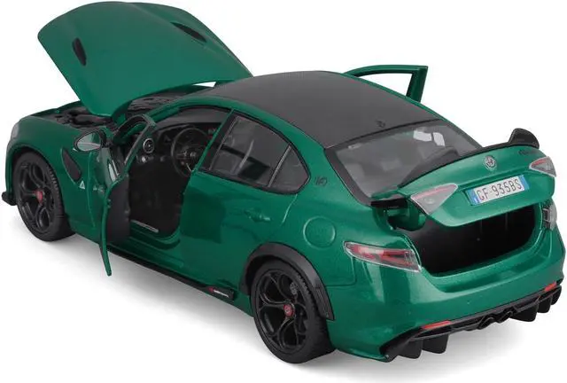 Alt view image 4 of 6 - Alfa Romeo Giulia GTA Green Metallic with Carbon Top 1/18 Die Cast Model Car by Bburago