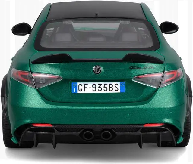 Alt view image 6 of 6 - Alfa Romeo Giulia GTA Green Metallic with Carbon Top 1/18 Die Cast Model Car by Bburago