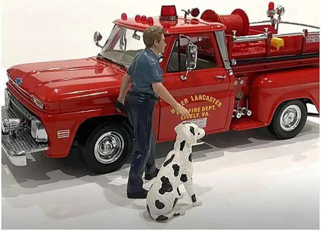 Alt view image 4 of 8 - "Firefighters" Fire Dog Training Figures (Trainer and Dog) for 1/18 Scale Models by American Diorama