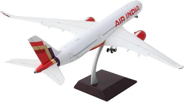 Alt view image 3 of 4 - Airbus A350-900 Commercial Aircraft with Flaps Down "Air India" White w/Striped Tail 1/200 Diecast Model Airplane by GeminiJets