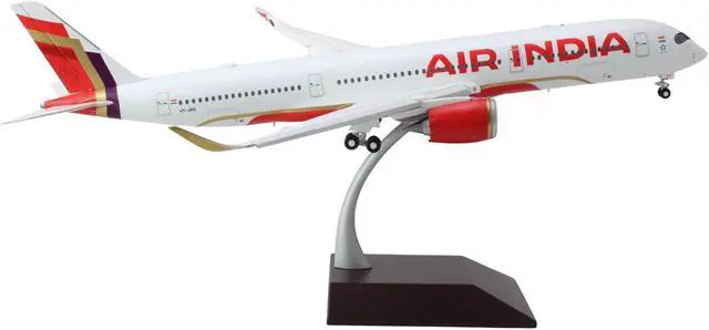 Alt view image 2 of 4 - Airbus A350-900 Commercial Aircraft with Flaps Down "Air India" White w/Striped Tail 1/200 Diecast Model Airplane by GeminiJets