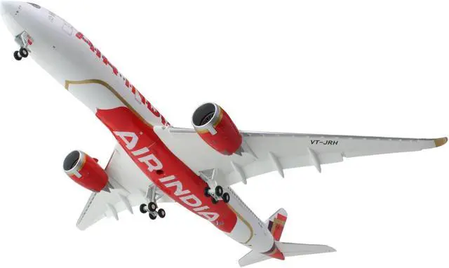 Alt view image 4 of 4 - Airbus A350-900 Commercial Aircraft with Flaps Down "Air India" White w/Striped Tail 1/200 Diecast Model Airplane by GeminiJets