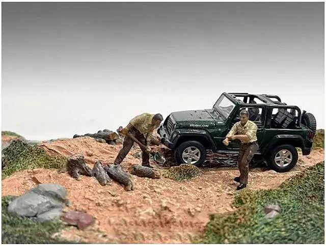 Alt view image 2 of 6 - "4X4 Mechanics" 2 Piece Diecast Figure Set 2 for 1/43 Scale Models by American Diorama