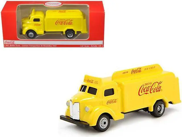 Main image of 1947 Coca Cola Delivery Bottle Truck Yellow 1/87 Diecast Model by Motorcity Classics