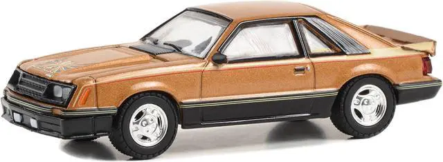 Alt view image 2 of 3 - 1980 Ford Mustang Cobra Dark Chamois Brown Metallic with Hood Graphic 1/64 Diecast Model Car by Greenlight