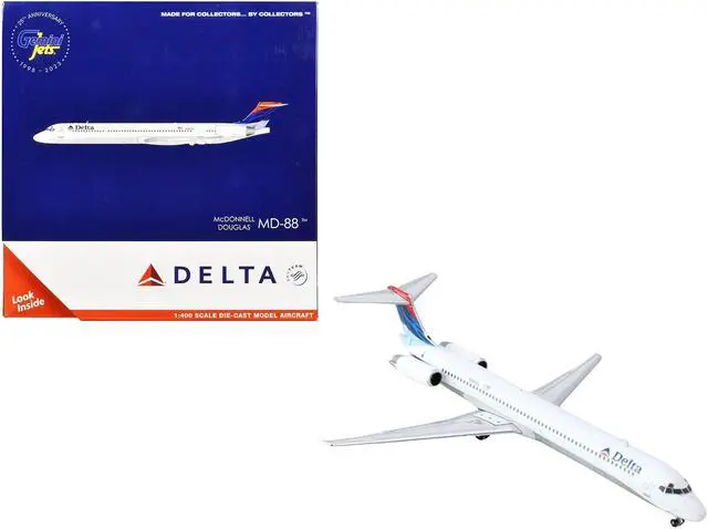 Main image of McDonnell Douglas MD-88 Commercial Aircraft "Delta Air Lines" White w/Red & Blue 1/400 Die Cast Model Airplane by GeminiJets