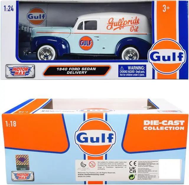 Alt view image 3 of 3 - 1940 Ford Sedan Delivery Light Blue and White "Gulf Oil-Gulfpride" "Gulf Die-Cast Collection" 1/24 Diecast Model Car by Motormax