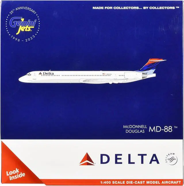 Alt view image 3 of 3 - McDonnell Douglas MD-88 Commercial Aircraft "Delta Air Lines" White w/Red & Blue 1/400 Die Cast Model Airplane by GeminiJets