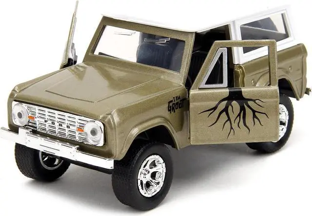 Alt view image 2 of 11 - 1973 Ford Bronco Gold Met. w/White Top & Groot Figure "Guardians of the Galaxy" "Marvel" Series 1/32 Diecast Model Car by Jada