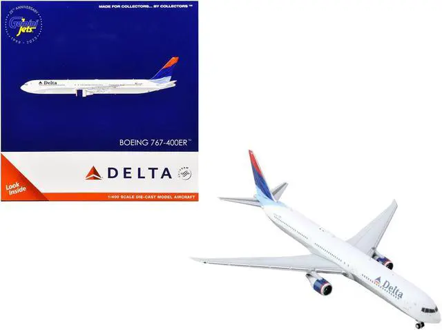 Main image of Boeing 767-400ER Commercial Aircraft "Delta Air Lines" White with Red and Blue Tail 1/400 Die Cast Model Airplane by GeminiJets