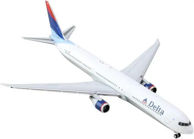 Alt view image 2 of 3 - Boeing 767-400ER Commercial Aircraft "Delta Air Lines" White with Red and Blue Tail 1/400 Die Cast Model Airplane by GeminiJets
