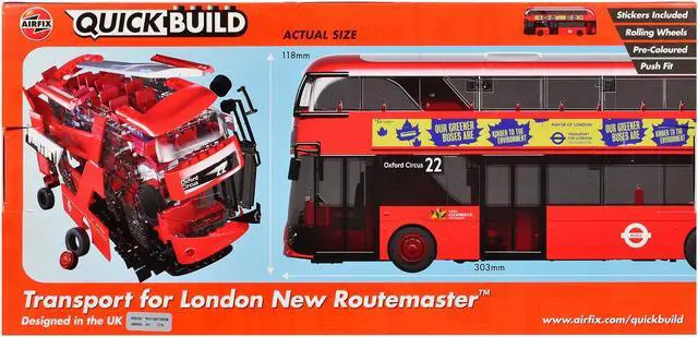 Alt view image 4 of 4 - Skill 1 Model Kit Routemaster Double-Decker Bus "Transport for London" Snap Together Plastic Model Kit by Airfix Quickbuild