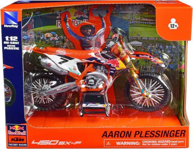 Main image of KTM 450 SX-F Motorcycle #7 Aaron Plessinger "Red Bull KTM Factory Racing" 1/12 Diecast Model by New Ray