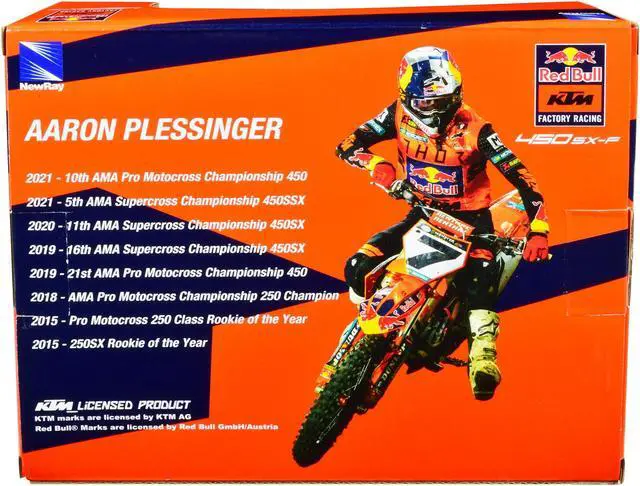 Alt view image 2 of 6 - KTM 450 SX-F Motorcycle #7 Aaron Plessinger "Red Bull KTM Factory Racing" 1/12 Diecast Model by New Ray