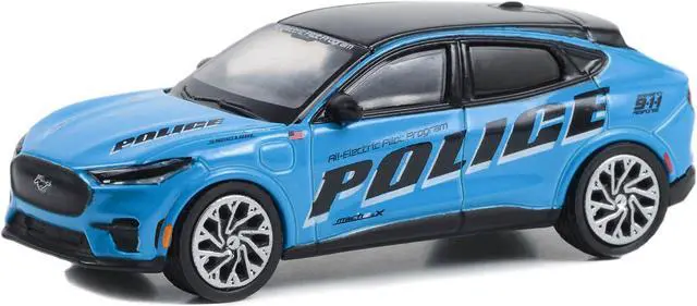 Alt view image 2 of 4 - 2022 Ford Mustang Mach-E Police Blue with Black Top "All-Electric Pilot Program Vehicle" 1/64 Diecast Model Car by Greenlight